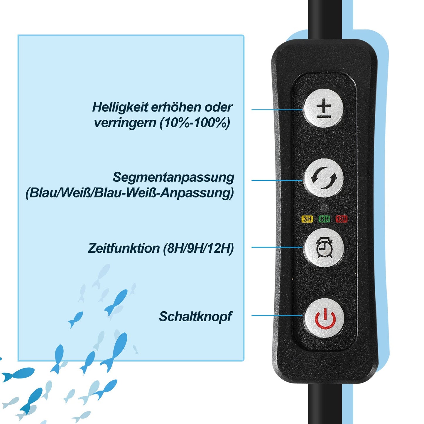 Hengda LED Aquarium Beleuchtung, 16W/20W/25W, Aquariumbeleuchtung Weiß Blau, Aquarium Lampe mit Verstellbarer Halterung, für 90cm-120cm Süßwasser-Aquarien