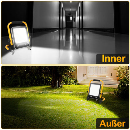 Hengda LED Baustrahler 50-200W mit Ständer | Arbeitsleuchte 6000K Kaltweiß | IP66 Wasserdichter LED Fluter mit 3 m Kabel & Stecker für Baustelle, Werkstatt, Garage
