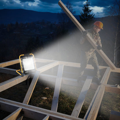 Hengda LED Baustrahler 50-200W mit Ständer | Arbeitsleuchte 6000K Kaltweiß | IP66 Wasserdichter LED Fluter mit 3 m Kabel & Stecker für Baustelle, Werkstatt, Garage