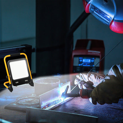 Hengda LED Baustrahler 50-200W mit Ständer | Arbeitsleuchte 6000K Kaltweiß | IP66 Wasserdichter LED Fluter mit 3 m Kabel & Stecker für Baustelle, Werkstatt, Garage