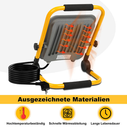 Hengda LED Baustrahler 50-200W mit Ständer | Arbeitsleuchte 6000K Kaltweiß | IP66 Wasserdichter LED Fluter mit 3 m Kabel & Stecker für Baustelle, Werkstatt, Garage