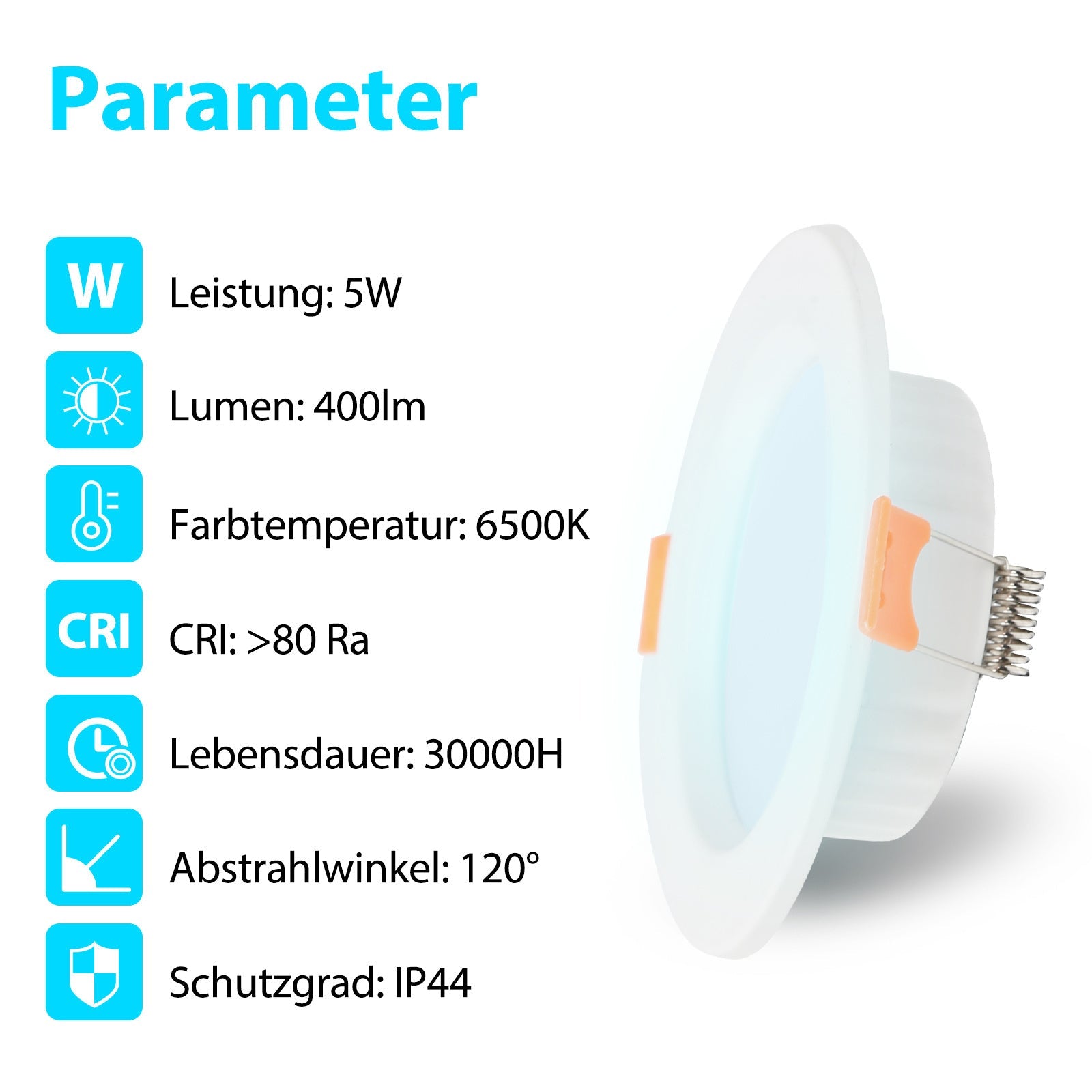 Hengda 20x LED Einbaustrahler 3200K/6000K, LED strahler, 220V 5W Deckenstrahler, Deckenspot