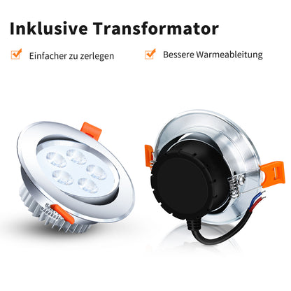 Hengda 3W LED Einbaustrahler 230V | Flacher LED Deckenspot Warmweiß Kaltweiß | Energieeffiziente LED Einbauleuchte für Wohnzimmer, Küche, Bad Flur