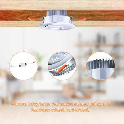 Hengda 3W LED Einbaustrahler 230V | Flacher LED Deckenspot Warmweiß Kaltweiß | Energieeffiziente LED Einbauleuchte für Wohnzimmer, Küche, Bad Flur