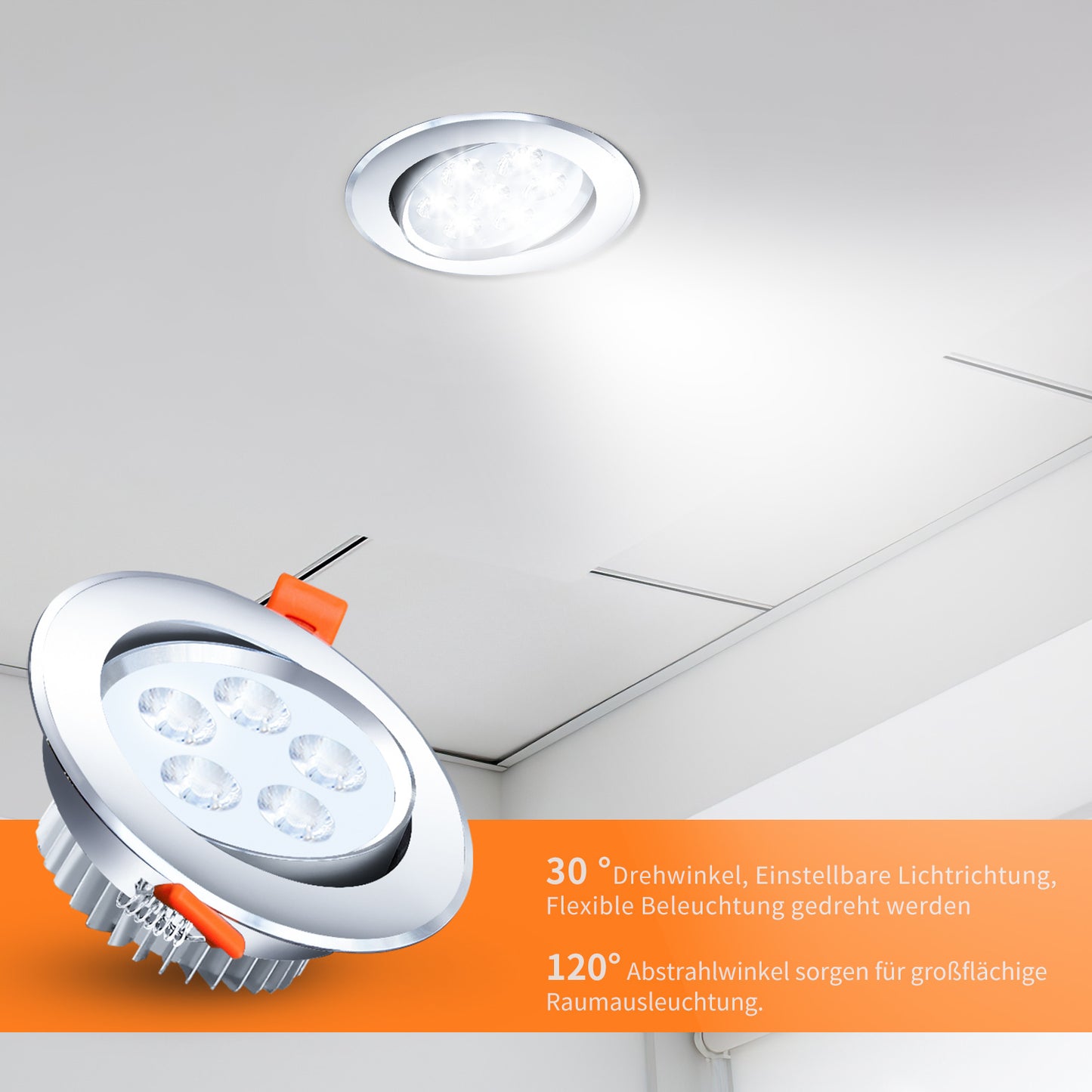 Hengda 3W LED Einbaustrahler 230V | Flacher LED Deckenspot Warmweiß Kaltweiß | Energieeffiziente LED Einbauleuchte für Wohnzimmer, Küche, Bad Flur