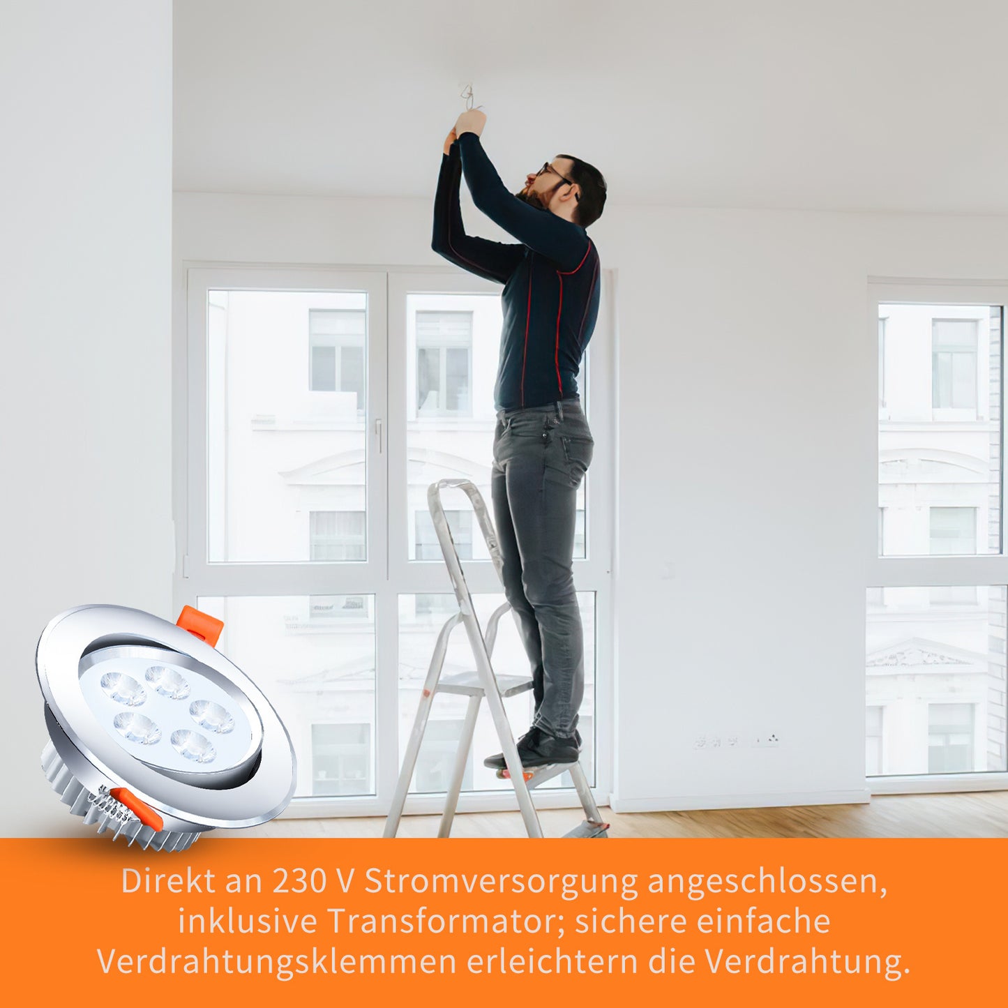 Hengda 3W LED Einbaustrahler 230V | Flacher LED Deckenspot Warmweiß Kaltweiß | Energieeffiziente LED Einbauleuchte für Wohnzimmer, Küche, Bad Flur