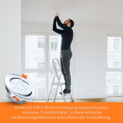 Hengda 3W LED Einbaustrahler 230V | Flacher LED Deckenspot Warmweiß Kaltweiß | Energieeffiziente LED Einbauleuchte für Wohnzimmer, Küche, Bad Flur