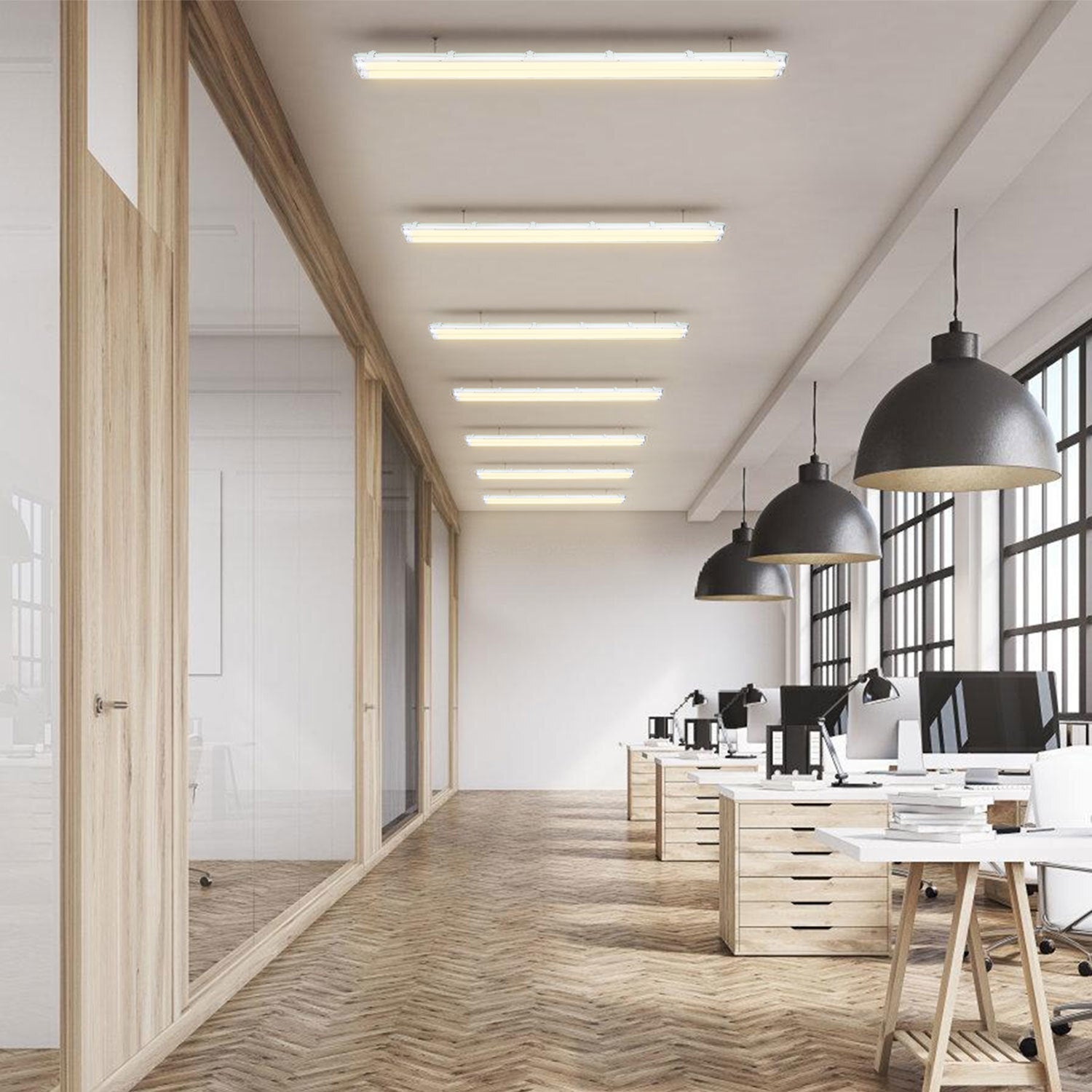 Hengda LED Feuchtraumleuchte 18W/24W, 120cm/150cm Wannenleuchte, Kaltweiß/Neutralweiß, Doppelt T8 LED Werkstattlampe, Röhrenlampe IP65 Wasserfest