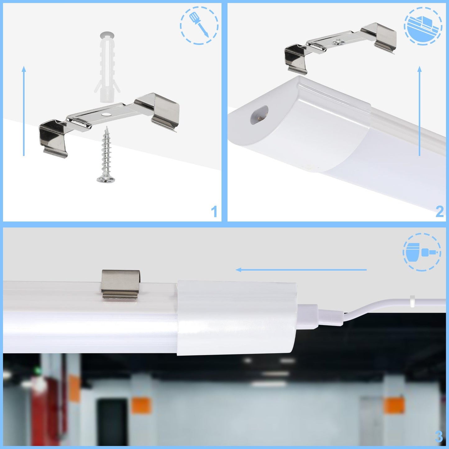 Hengda LED Feuchtraumleuchte 18W/36W/48W, IP65 Wasserfest Led Röhre Werkstattlampe 4000K Neutralweiß, Wannenleuchte