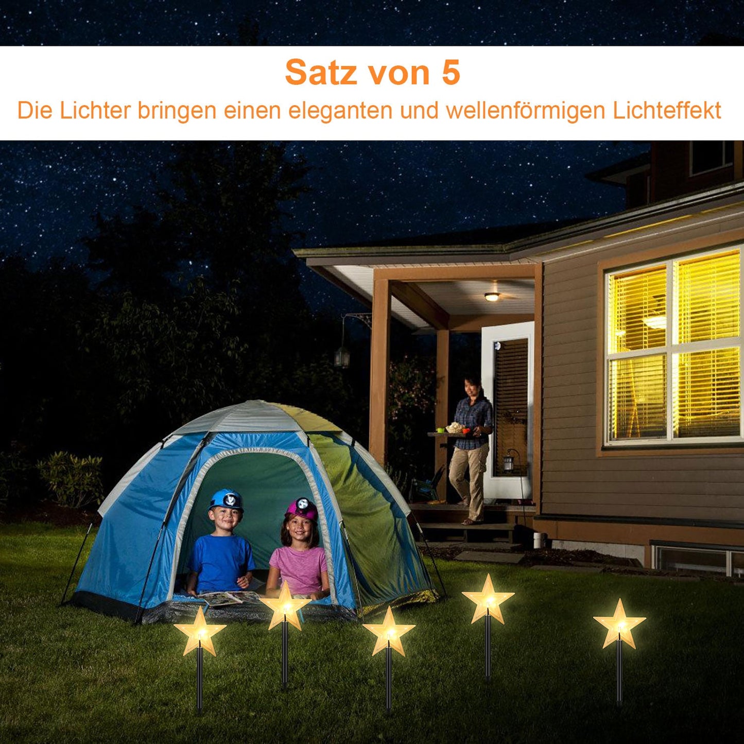 Hengda LED Garten Leuchtstäbe Stern, Weihnachtslichter Außen mit Batterie und Timer, IP65 Sterne Weihnachtsbeleuchtung, für Gartenstecker