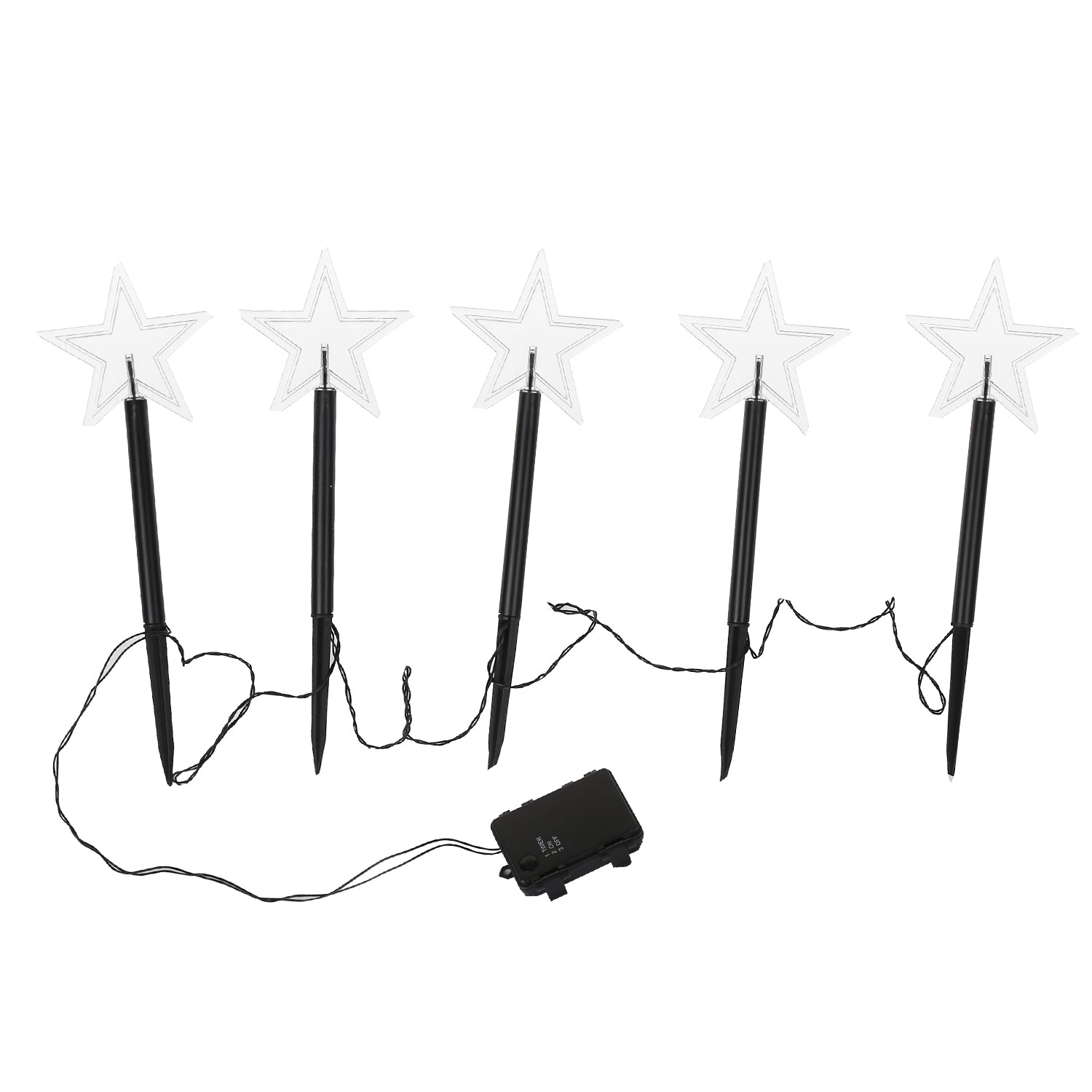 Hengda LED Garten Leuchtstäbe Stern, Weihnachtslichter Außen mit Batterie und Timer, IP65 Sterne Weihnachtsbeleuchtung, für Gartenstecker