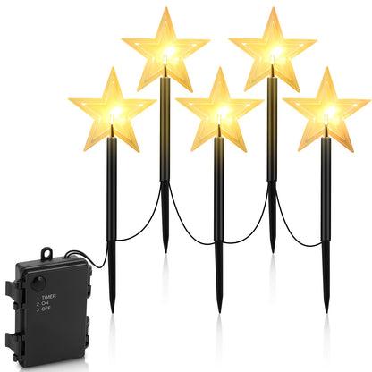 Hengda LED Garten Leuchtstäbe Stern, Weihnachtslichter Außen mit Batterie und Timer, IP65 Sterne Weihnachtsbeleuchtung, für Gartenstecker