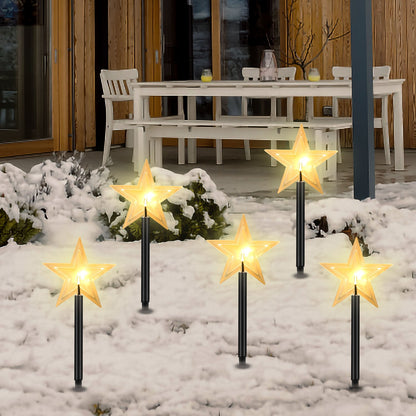 Hengda LED Garten Leuchtstäbe Stern, Weihnachtslichter Außen mit Batterie und Timer, IP65 Sterne Weihnachtsbeleuchtung, für Gartenstecker