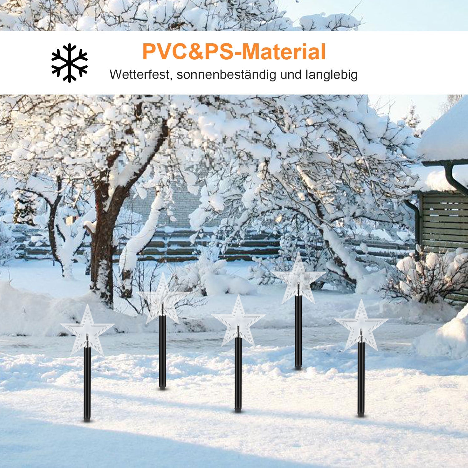 Hengda LED Garten Leuchtstäbe Stern, Weihnachtslichter Außen mit Batterie und Timer, IP65 Sterne Weihnachtsbeleuchtung, für Gartenstecker