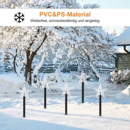Hengda LED Garten Leuchtstäbe Stern, Weihnachtslichter Außen mit Batterie und Timer, IP65 Sterne Weihnachtsbeleuchtung, für Gartenstecker