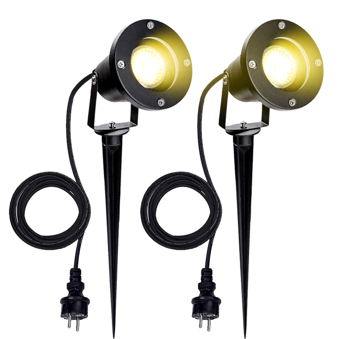 Hengda LED Gartenstrahler 4W, Gartenleuchte GU10 4000K Warmweiß, Gartenbeleuchtung mit Erdspieß, IP65 Gartenlampe mit Stecker