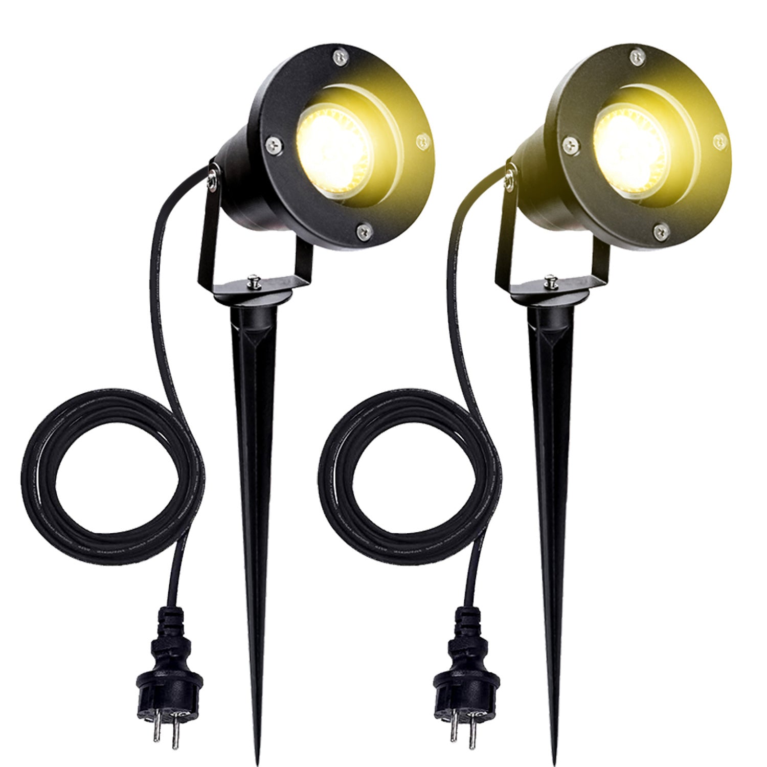 Hengda LED Gartenstrahler 4W, Gartenleuchte GU10 4000K Warmweiß, Gartenbeleuchtung mit Erdspieß, IP65 Gartenlampe mit Stecker