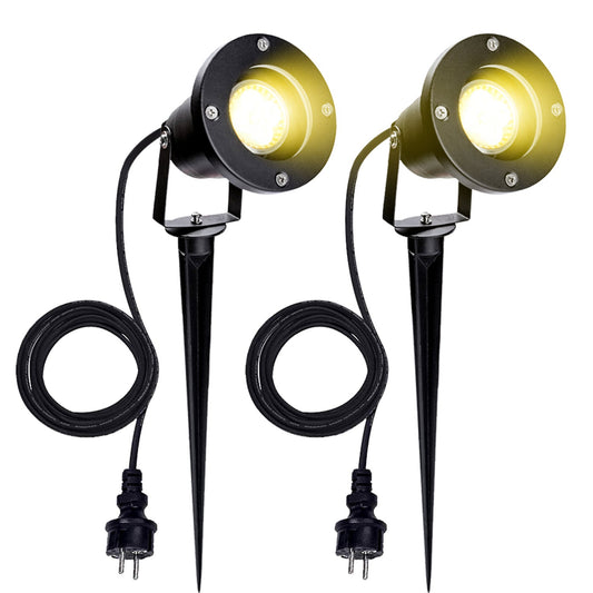 Hengda LED Gartenstrahler 4W, Gartenleuchte GU10 4000K Warmweiß, Gartenbeleuchtung mit Erdspieß, IP65 Gartenlampe mit Stecker