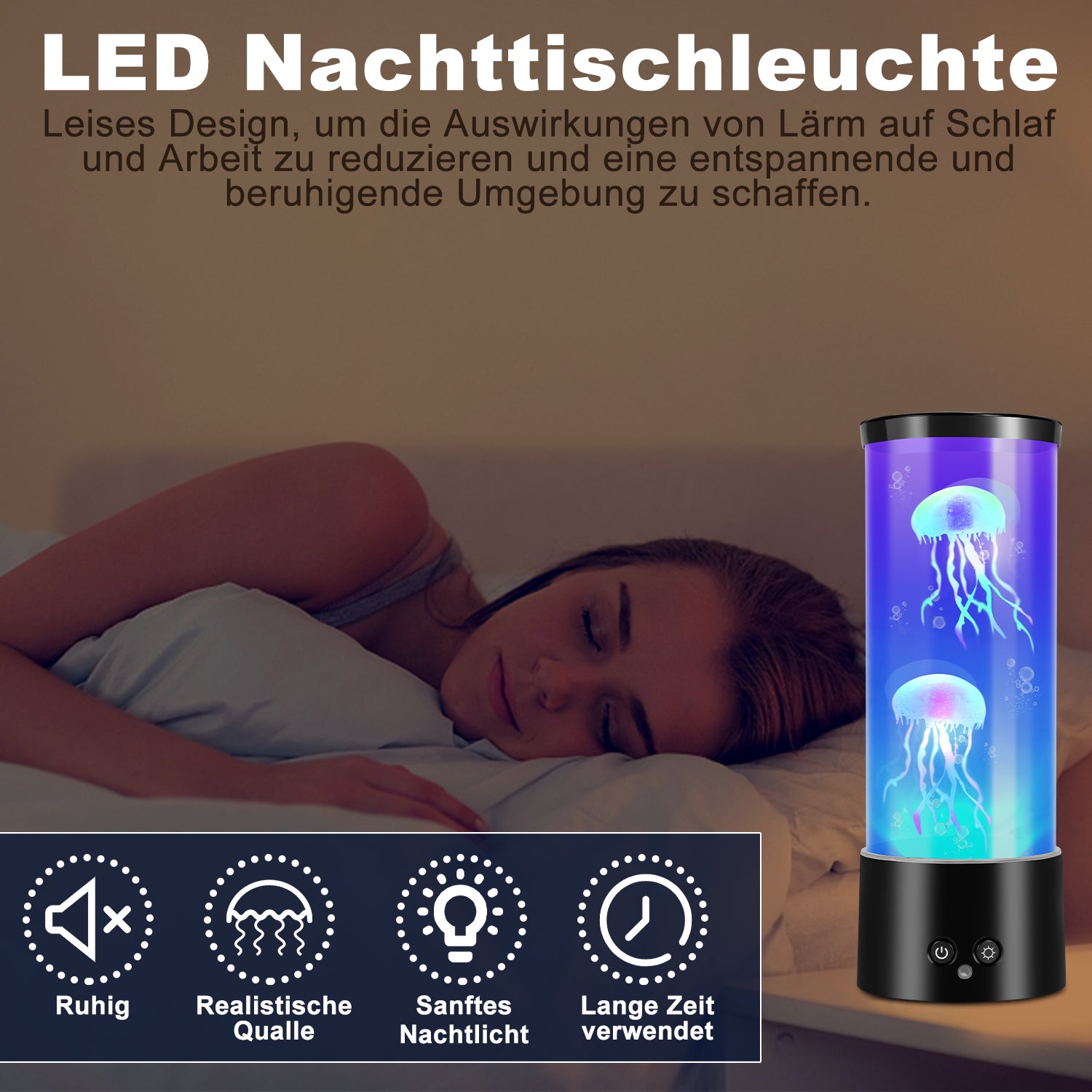Hengda LED Quallenlampe, RGB Lavalampe, mit Fernsteuerung, Nachtlicht