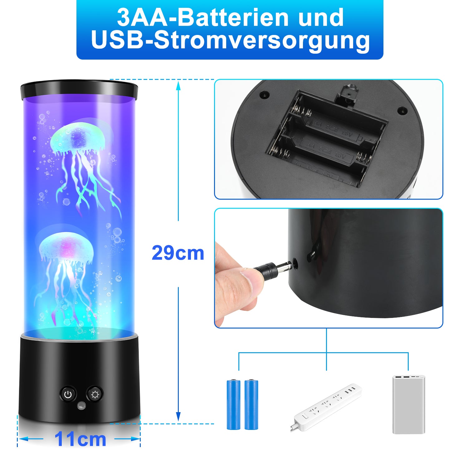 Hengda LED Quallenlampe, RGB Lavalampe, mit Fernsteuerung, Nachtlicht