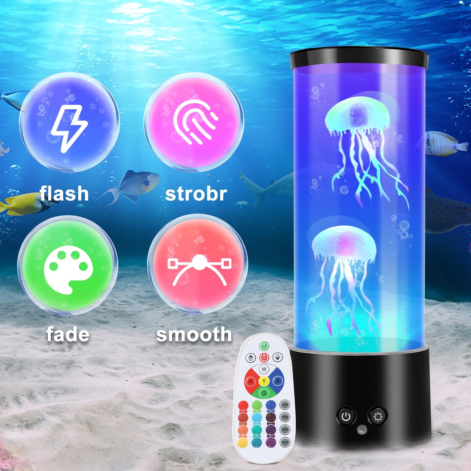 Hengda LED Quallenlampe, RGB Lavalampe, mit Fernsteuerung, Nachtlicht
