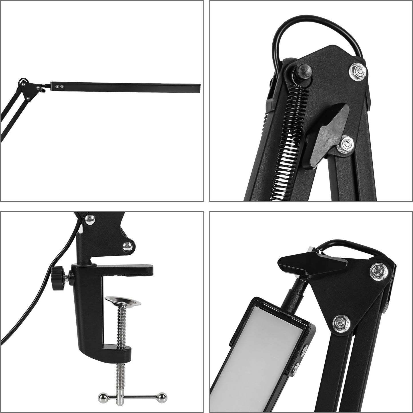 Hengda LED Schreibtischlampe, 10W Klemmleuchte, Dimmbar Tischlampe