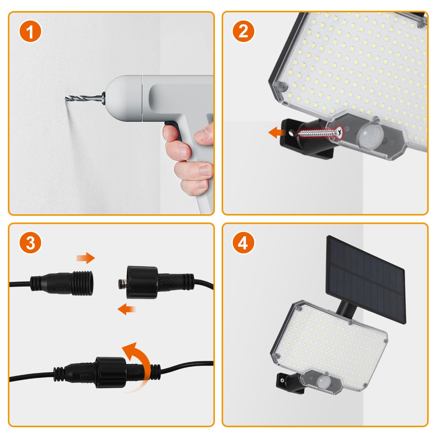 Hengda LED Solar Wandleuchte, Wandfluter mit Bewegungsmelder, Gartenbeleuchtung Solarlampen