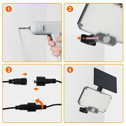 Hengda LED Solar Wandleuchte, Wandfluter mit Bewegungsmelder, Gartenbeleuchtung Solarlampen