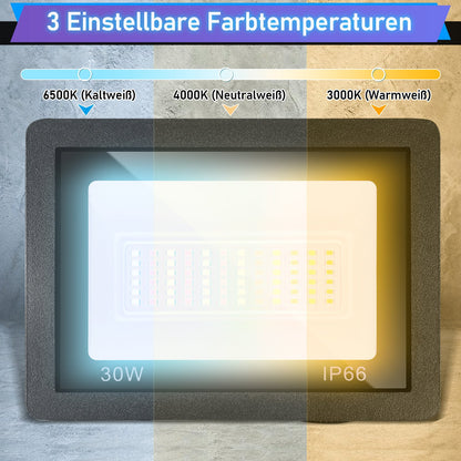 Hengda LED Strahler Außen Dimmbar, LED Fluter 3000K/4000K/6500K, IP66 Wasserdicht Scheinwerfer (kein Stecker)