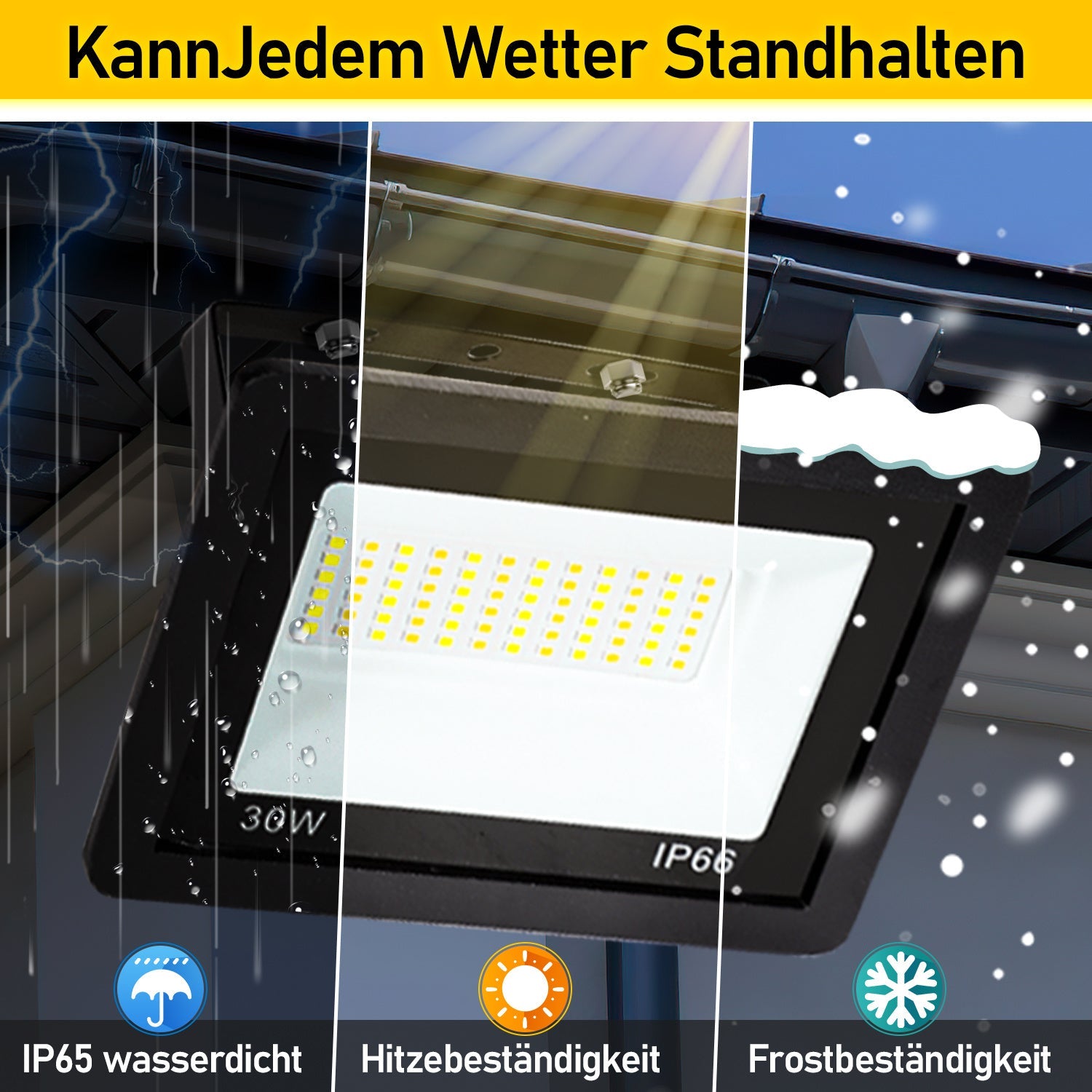 Hengda LED Strahler Außen Dimmbar, LED Fluter 3000K/4000K/6500K, IP66 Wasserdicht Scheinwerfer (kein Stecker)