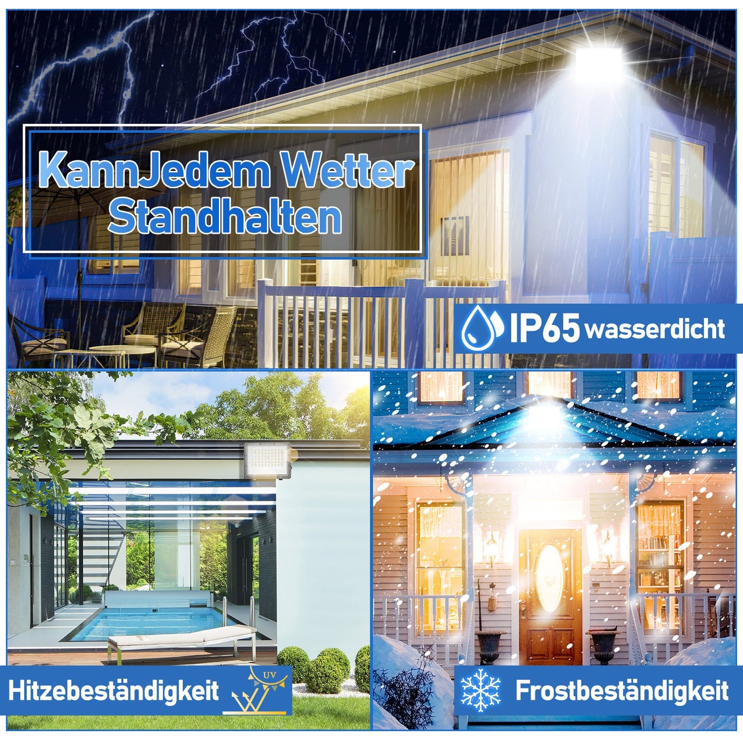 Hengda LED Strahler Außen 10–200W | LED Fluter 6000K Kaltweiß | IP65 Wasserdichter Außenstrahler mit 120° Abstrahlwinkel für Garten, Hof, Garage & Fassadenbeleuchtung (ohne Stecker)