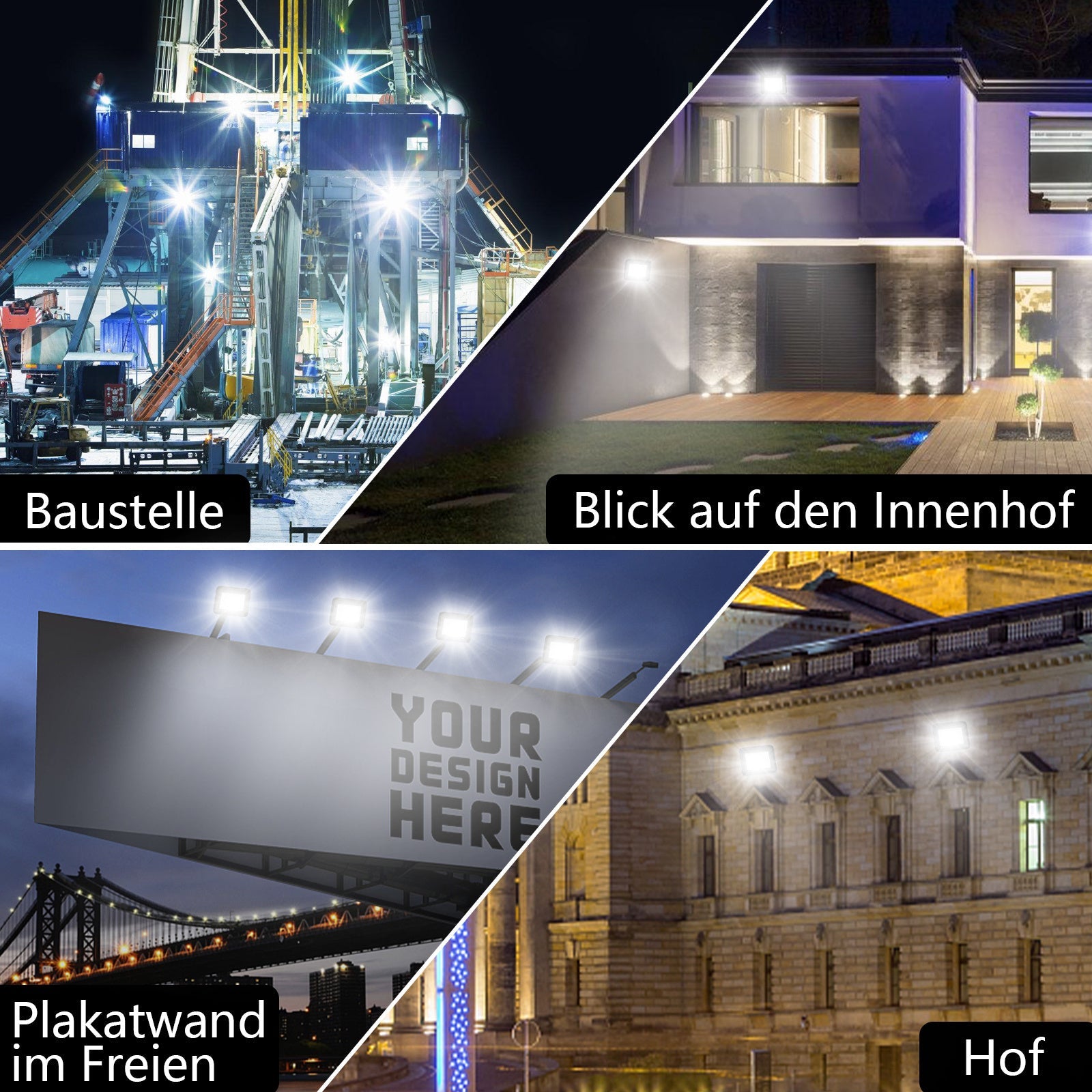Hengda LED Strahler, 20/30/50/100W LED Fluter, Warmweiß/Kaltweiß Außenstrahler, IP66 Scheinwerfer (kein Stecker)