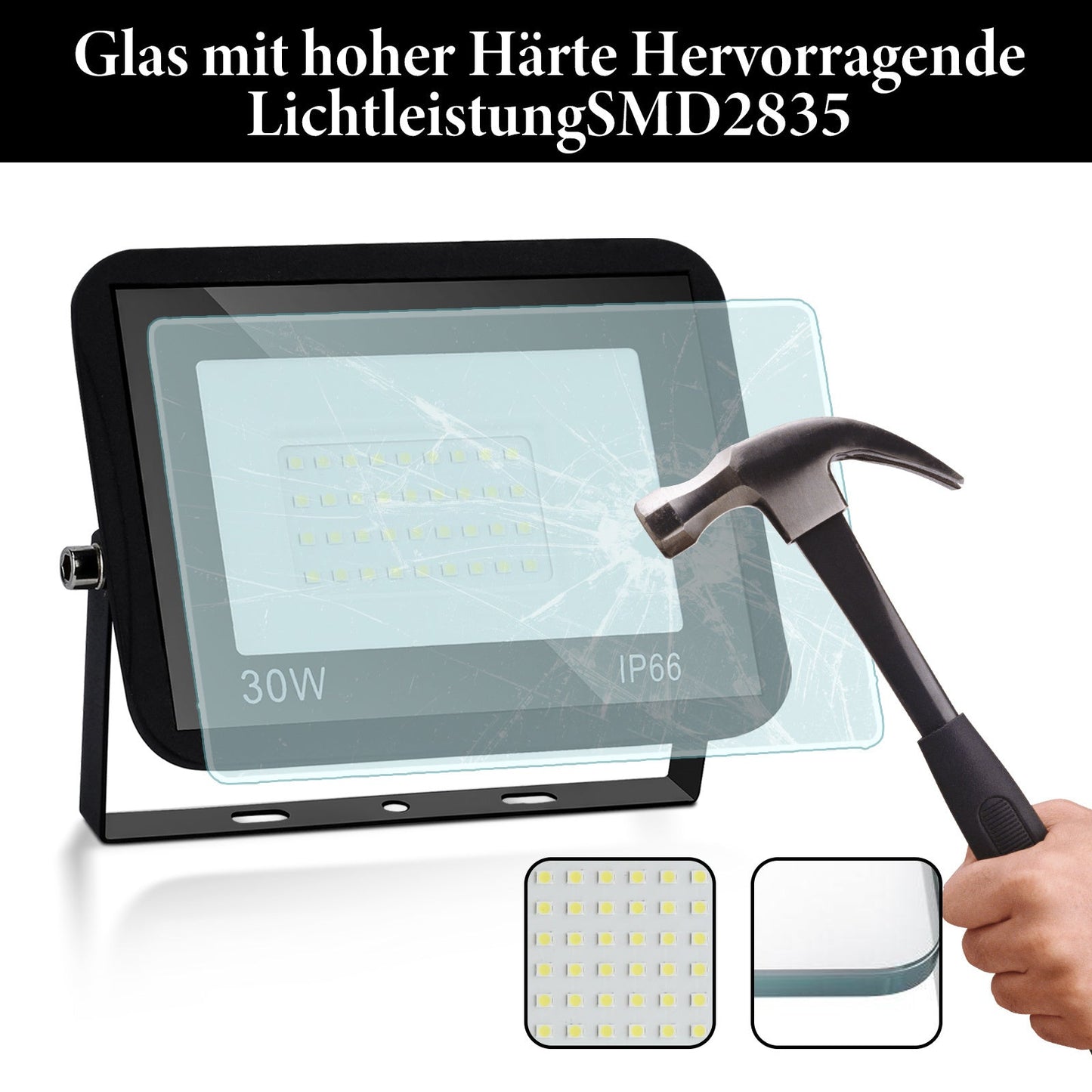 Hengda LED Strahler, 20/30/50/100W LED Fluter, Warmweiß/Kaltweiß Außenstrahler, IP66 Scheinwerfer (kein Stecker)