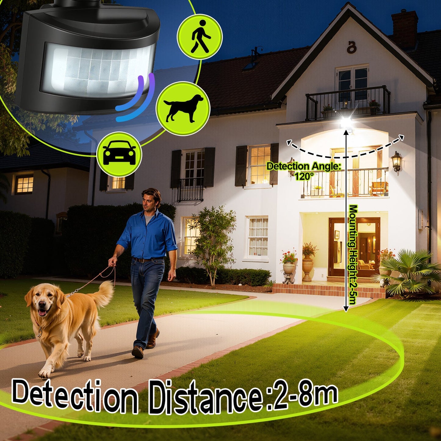 Hengda 10-100W LED Strahler mit Bewegungsmelder, LED Fluter Kaltweiß Wandstrahler Außen IP66, Scheinwerfer,  Gartenlampe, Baustrahler (kein Stecker)