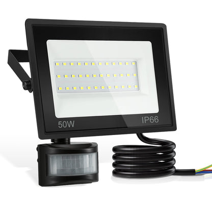 Hengda 10-100W LED Strahler mit Bewegungsmelder, LED Fluter Kaltweiß Wandstrahler Außen IP66, Scheinwerfer,  Gartenlampe, Baustrahler (kein Stecker)