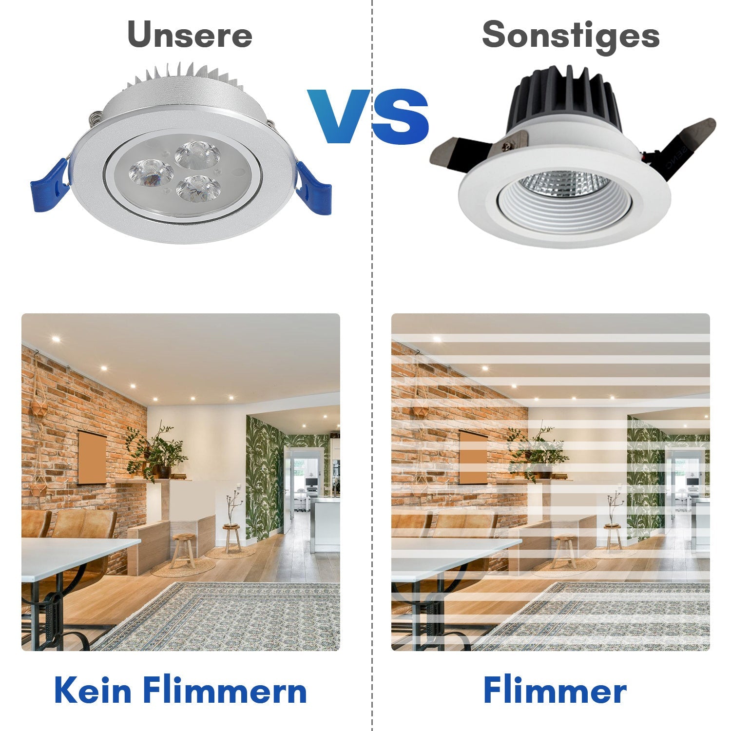 Hengda LED Einbaustrahler 230V 3W, Ultra flach LED Einbauleuchten, Deckenspots Lochs Ø60mm