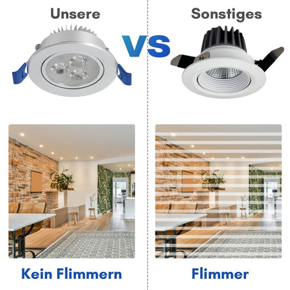 Hengda LED Einbaustrahler 230V 3W, Ultra flach LED Einbauleuchten, Deckenspots Lochs Ø60mm