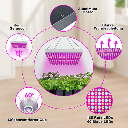 Hengda LED Pflanzenlampe 15W-45W | Vollspektrum Grow Light für Indoor Pflanzen & Gemüse | LED Pflanzenlicht Quadrat | Effizient & Energie-sparend | Zimmerpflanzen, Tomaten, Chili, Orchideen