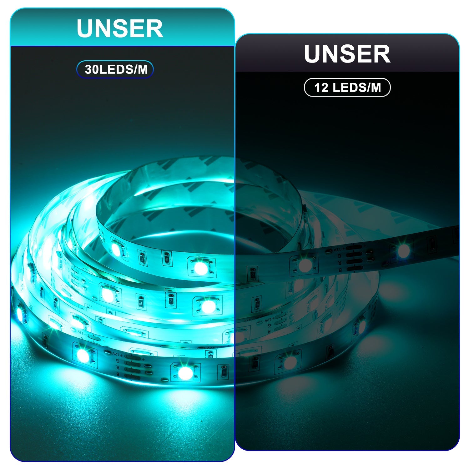 Hengda Led Streifen RGB SMD 5050, LED Strip Selbstklebend, mit 24-Tasten-Fernbedienung, Dimmbar LED lichtband Leiste, für Zuhause, Partei