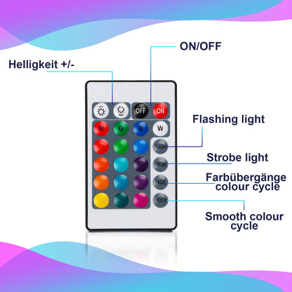 Hengda Led Streifen RGB SMD 5050, LED Strip Selbstklebend, mit 24-Tasten-Fernbedienung, Dimmbar LED lichtband Leiste, für Zuhause, Partei