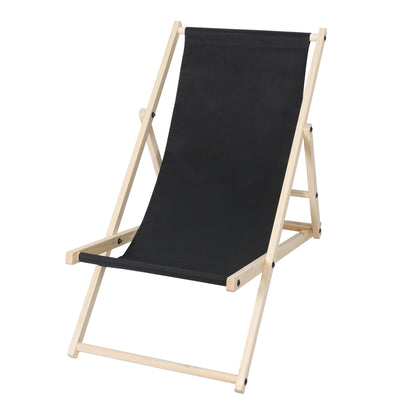 Hengda Liegestuhl klappbar aus Holz, verstellbare Strandstuhl bis 120 kg, Sonnenliege für Garten, Balkon, Terrasse, Strand und Camping