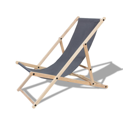 Hengda Liegestuhl klappbar aus Holz, verstellbare Strandstuhl bis 120 kg, Sonnenliege für Garten, Balkon, Terrasse, Strand und Camping