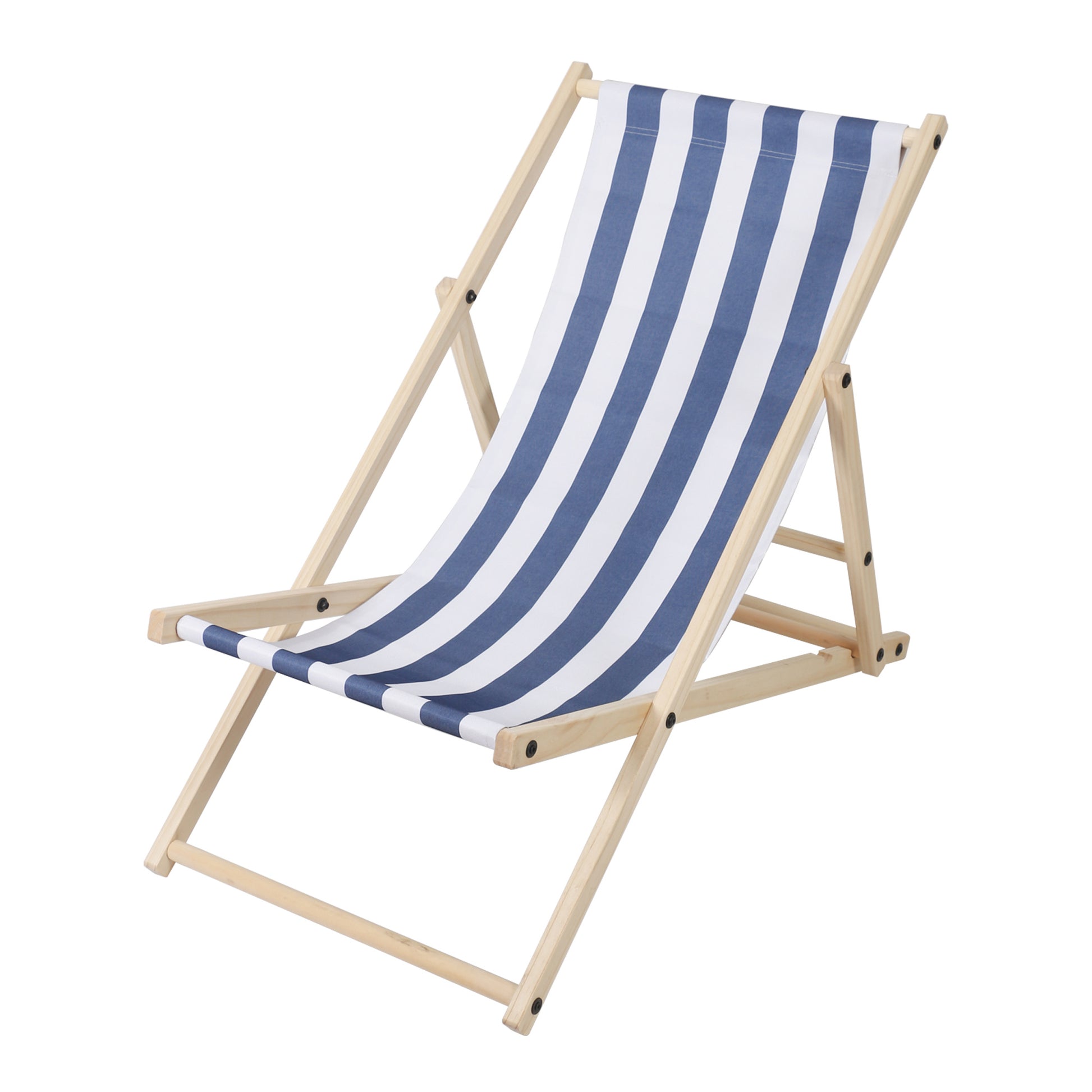 Hengda Liegestuhl klappbar aus Holz, verstellbare Strandstuhl bis 120 kg, Sonnenliege für Garten, Balkon, Terrasse, Strand und Camping