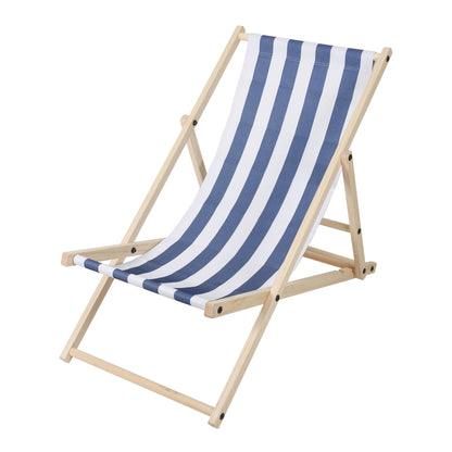 Hengda Liegestuhl klappbar aus Holz, verstellbare Strandstuhl bis 120 kg, Sonnenliege für Garten, Balkon, Terrasse, Strand und Camping