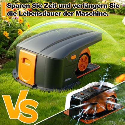 Hengda Mähroboter Garage mit Klappdach, wetterfest Schutzüberdachung für Rasenroboter