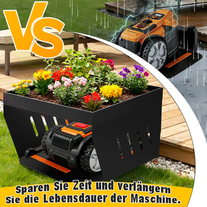 Hengda Mähroboter Garage mit Pflanzkasten, Stahl Überdachung für Rasenmäher