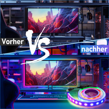 Hengda Neon LED Strip RGBIC Gaming PC Monitor Hintergrundbeleuchtung USB LED Streifen für 27/32 Zoll PC, Dimmbar, mit App-Steuerung