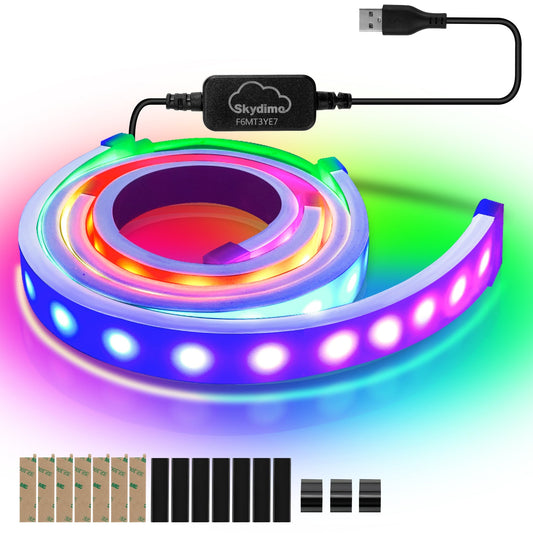 Hengda Neon LED Strip RGBIC Gaming PC Monitor Hintergrundbeleuchtung USB LED Streifen für 27/32 Zoll PC, Dimmbar, mit App-Steuerung
