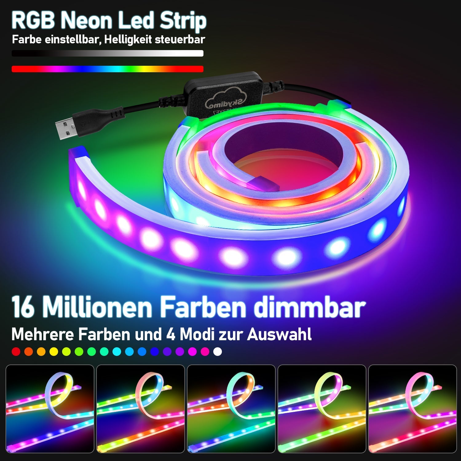 Hengda Neon LED Strip RGBIC Gaming PC Monitor Hintergrundbeleuchtung USB LED Streifen für 27/32 Zoll PC, Dimmbar, mit App-Steuerung