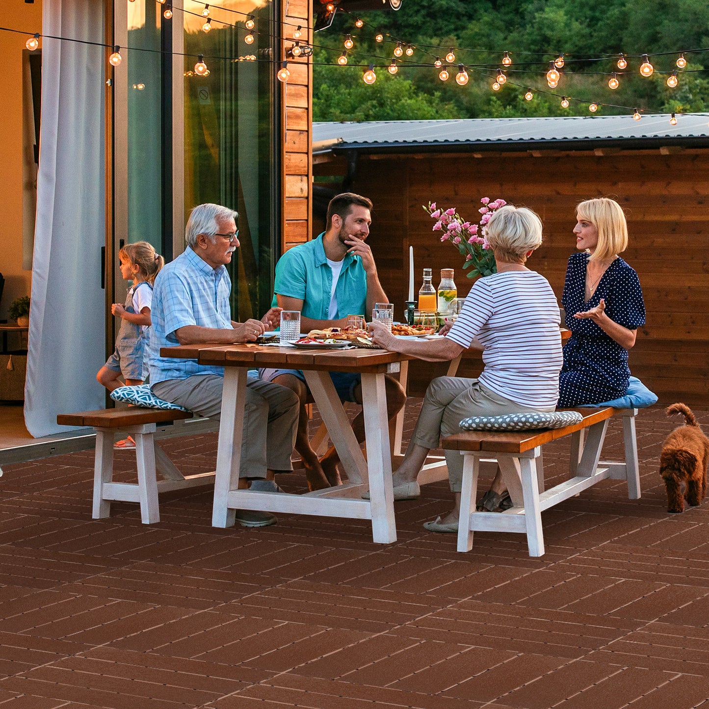 Hengda PP Balkonfliesen 30x30cm, Terrassenfliesen mit Drainage, PP Steckfliesen